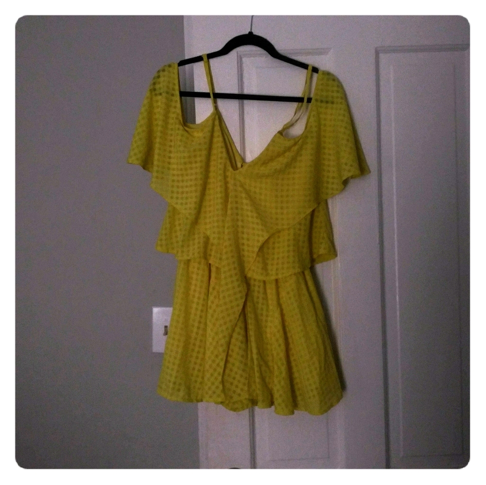 Yellow Butterfly Sleeve Romper